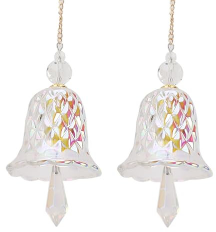 Bunte Kristallglocke, 2 Stück, Glas, Edelstahl, Geometrischer Typ, Exquisite Transparente Kristallglocke, Geometrischer Typ, Bunte Glasglocke für Zuhause, Hochzeit, Garten,