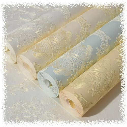 HCZION Vliestapete Barock Geprägte Tapete 53cm×3m Selbstklebende Wandtapete 3D Wasserdicht Luxus Tapetenrolle Wandpapier Für Schlafzimmer Wohnzimmer (Color : D, Size : 9m/29.5ft long)