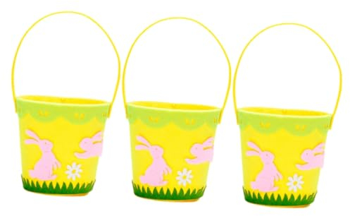 Cabilock 3piezas Cesta De Almacenamiento De Tejido No Tejido De Pascua Diseño De Conejito Para Huevos Juguetes y Dulces Cesto Portátil Decorativo Para Fiestas Infantiles
