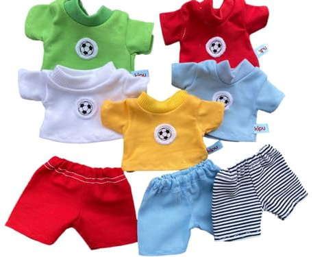 Puppenkleidung Handmade passend für Kuscheltier Teddy Bär Äffchen Gr. 20 cm Bekleidung Shirt oder Hose Fussball Dress Mix it