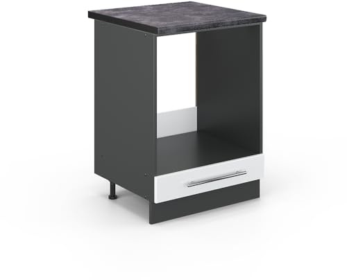 Vicco Herdumbauschrank Fame-Line, Weiß Hochglanz/Anthrazit, 60 cm, AP Anthrazit