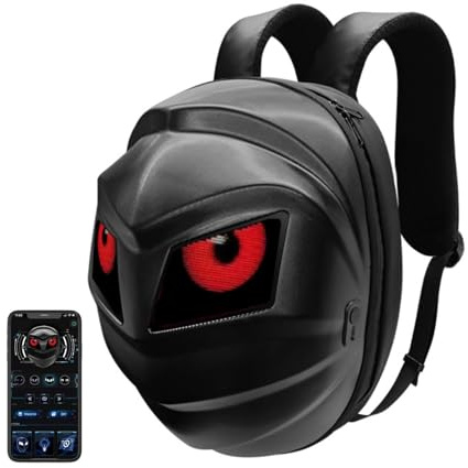 Bewinner LED 3D Motorrad Rucksack mit Programmierbarem Vollfarbbildschirm - Wasserdichte Reithelm-Tasche für Reisen, Wandern und Reiten