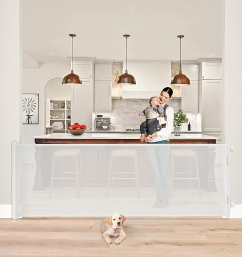 The Fellie Türschutzgitter Ausziehbar, Extra Breit Treppenschutzgitter 0-300cm, Treppenschutzgitter ohne Bohren, Schutzgitter Treppe für Kinder und Haustiere, Geeignet für Innen & Außen, 86 cm Höhe