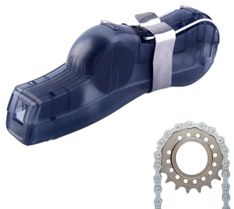 puzzlegame Pulizia della catena della bicicletta,Pulizia della catena della bicicletta,Scrubber per la pulizia della catena della bicicletta con design rotante a tre spazzole - Dispositivo di