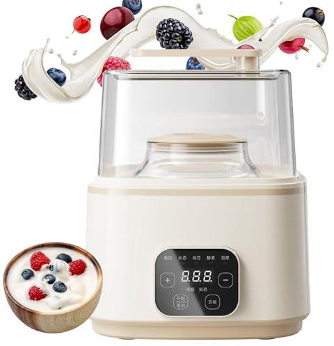 Yogurtera Eléctrica, Máquina Automática para Hacer Yogur, Tanque Interior 1+2l, con Panel Táctil Led, 5 Programas Preestablecidos, para Yogur Casero, Natto, Vino De Arroz, Vinagre De Frutas