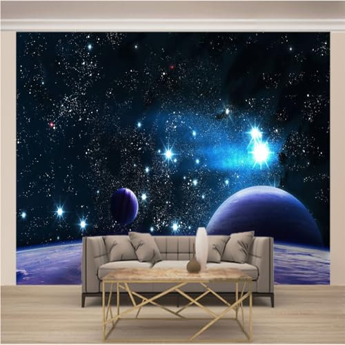 WYXWZ Papier Peint Panoramique Trompe l'oeil 3d Chambre Adulte Enfants Art Papier Peint Intissé Mural Moderne Toison Salon Chambre à Coucherr Salle L 200cm x 140cm (Largeur x Hauteur) Planète