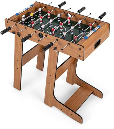FANTASK Calcio da tavolo pieghevole con 18 calci e 2 palline, tavolo da gioco per adulti e bambini, calcio balilla per sala giochi, bar e feste, 69 x 60 x 71 cm (marrone)