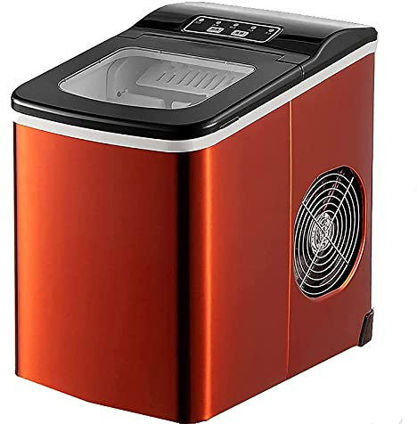 Tragbare Eiswürfelmaschine für Eiswürfel, 6 Minuten, Eis in 24 Stunden, Eiswürfel-Maschine für zu Hause mit Eis-Scoop und Korb mit LED-Display, Quick Ice Making, rostfreier Stahl