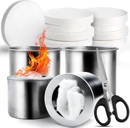 GZhaimai 10 pezzi lana ceramica + 2 bruciatori etanolo, spugna in ceramica bioetanolo per caminetto da tavolo, con forbici (fibra ceramica, 8,6 × 2,8 cm)