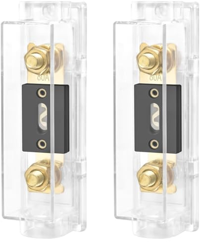 Heschen Auto Audio Video Stereo ANL-säkringshållare, 0/2/4 Gauge In och Out, med 80 ampere ANL-säkring, 2 stycken
