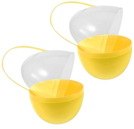 Luxshiny 2pieza Huevos De Pascua Rellenables De Plástico con Asa Celebraciones y Sorpresas Color Amarillo para Caza De Huevos y Fiestas