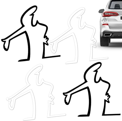 4 Stücke Lustige Autoaufkleber, Reflektierende Aufkleber für Autos,Wütender-Mann-Kratzer-Erinnerungsaufkleber,Cartoon-Comic-Aufkleber für Lackkratzer (Lustige-A)