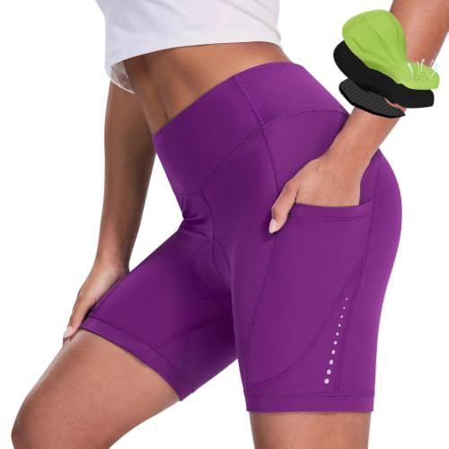 Nepest Bicycle Shorts Women Padded 4D Road Cycling, Quick Dry Violet, M