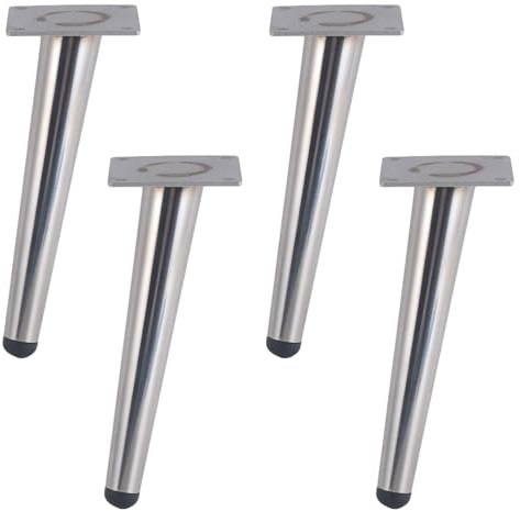 Möbelfüße Konisch Moderne, 4 Stück Möbelbeine Stütz Möbelfüsse Silber | Tischfüße Galvanikfläche Sofasfüße Höhe: 15-30cm Schrankfüße Couchtischbeine Sofas Beine Tischbeine 25cm/9.8