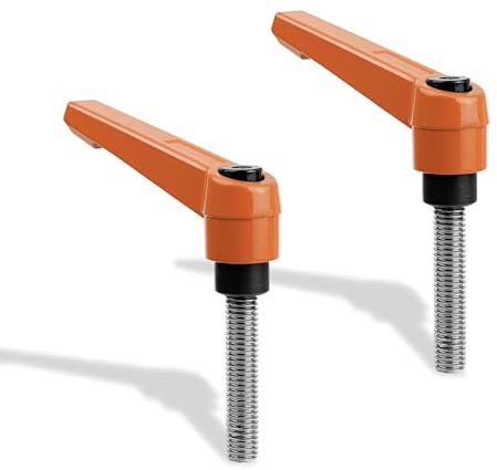 SHENGYIG Klemmhebelgriff, 2er Einstellbarer Befestigungsgriff, M8 Verstellbare Klemmhebel mit Gewindebuchse, Haltehebel mit Bolzen, für Werkzeugmaschinen, Schweißgeräte (Klemmhebel M8-38mm, Orange)
