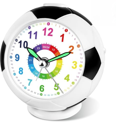 Juboos Réveil pour Enfant Garçon, Réveil Analogique sans Tic Tac, avec Fond Antidérapant, Temps D’Apprentissage 12/24 Heures, dans Une Élégante Boîte Cadeau, Convient pour Offrir
