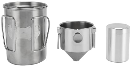 XZXCVN Set Caffettiera Pour Over Acciaio Inox, Filtro Senza Carta, Tazza da Viaggio e Campeggio - Design Pieghevole, Portatile e Resistente Sbiadimento