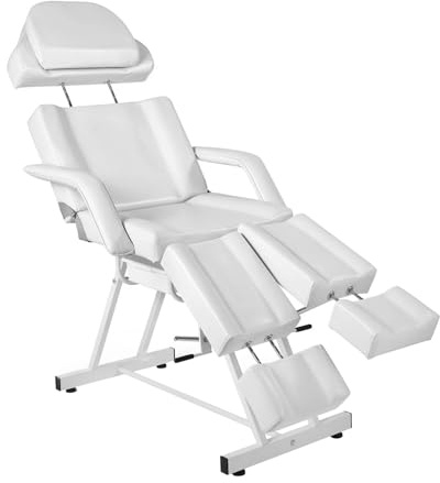 Home Nature Hydraulische Kosmetikliege, Höhenverstellbare Massageliege, Professionelle Tattoo-Liege, Mobile Massagebank, Belastbar bis 120 kg (Weiß-H70-135cm)