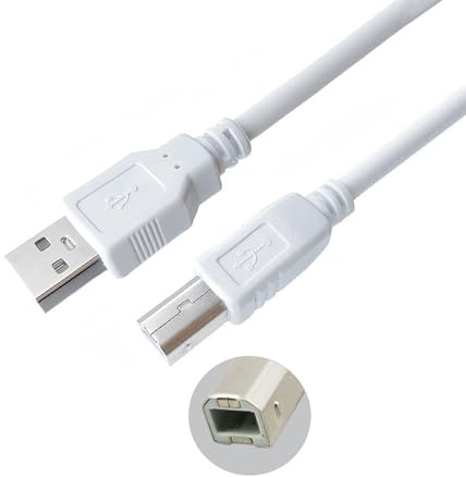 YBSCJHGR USB to USB B Printer Cable fits for HP Canon Brother Dell Epson (10 Feet) (White)
