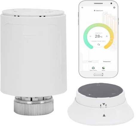 LICAEVEY Termostato Intelligente con Controllo di Gruppo per Grandi Spazi, Termostato Portatile Zigbee+RF per Fino a 8 Radiatori, Compatibile con App Tuya e Sensore Remoto (SEA889-WIFI(TY))