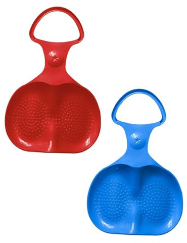2er Set Po-Rutscher Schlitten Mit Griff Poporutscher Rodel Bob Schlitten Für Kinder Zum Porutschen & Schlittenfahren Poporutscher Po-Rutscher (Rot + Blau)