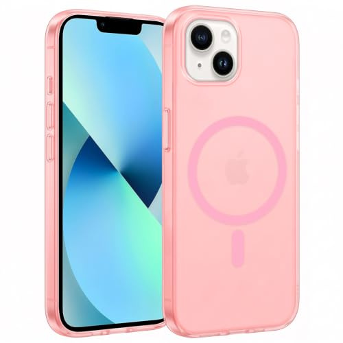Cover Magnetica per iPhone 13 / iPhone 14, Compatibile con MagSafe, Custodia Satinato Traslucida Opaca Protettiva Sottile Antiurto Case, Rosa