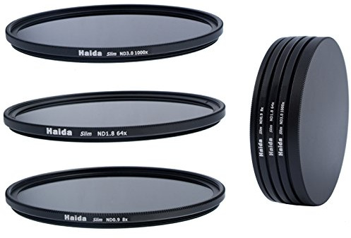 Haida Slim Neutral Graufilter Set bestehend aus ND8x, ND64x, ND1000x Filtern 40,5mm inkl. Stack Cap Filtercontainer + Pro Lens Cap mit Innengriff