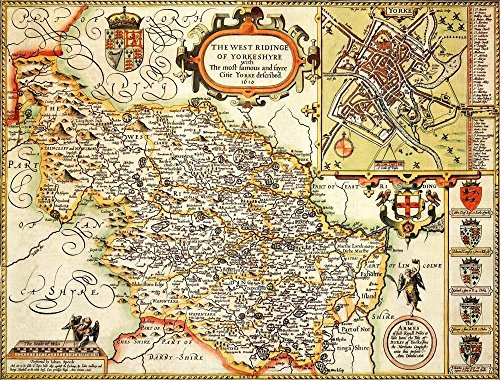 Map Marketing YOWR1 Puzzle West Yorkshire Historische Karte, 1000 Teile (1610) Kostenloser Druck