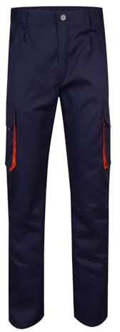 VELILLA 103004; Pantalón Bicolor Multibolsillos; Color Azul Marino y Naranja; Talla 44