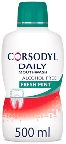 Corsodyl Mouthwash Daily Gum Care, Fluoride Mouthwash, Alcohol Free, Fresh Mint, 500ml
