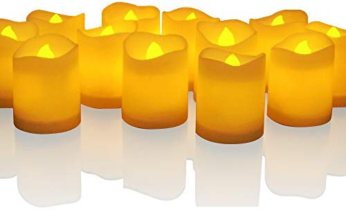 NOVELTY PLACE Flameless LED Votive Candles Longest Lasting Battery Operated Flickering LED Tealight Candle for Wedding, Party and Holiday (Pack of 12)