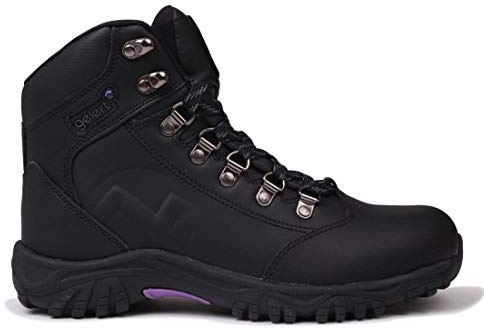 Gelert Womens Leather Walking Boots Outdoor Hiking Ankle High Laced Shoes Ladies Black UK 5.5 (38.5)