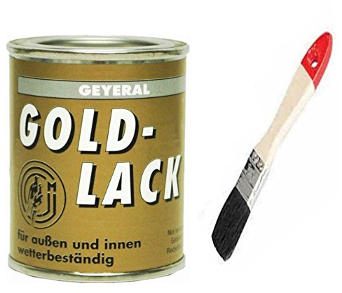 Goldlack wetterfest inkl. Pinsel von E-Com24 zum Auftragen (Goldlack 125 ml)
