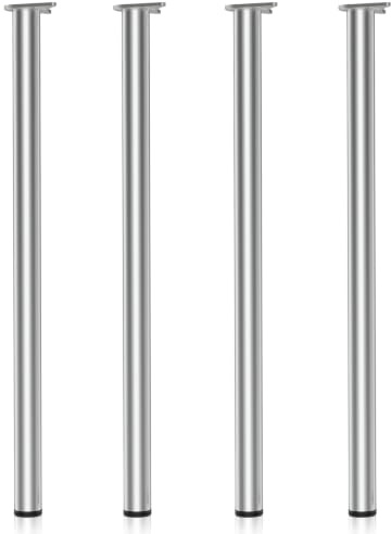 Wiltec Set 4 gambe per tavolo regolabili in acciaio inox cromato Ø 60mm 1100mm Piedi per mobili
