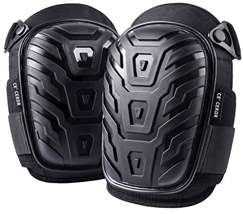 CE' CERDR Professional Knee Pads for Work - Heavy Duty Foam Padding Kneepads for Construction, Gardening, Flooring with Comfortable Gel Cushion to Save Your Knees