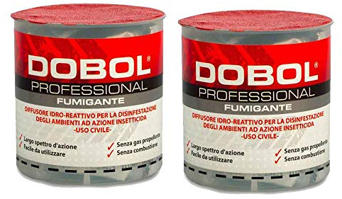 2 Pezzi DOBOL FUMIGANTE INSETTICIDA Barattolo GR. 20/300 MC DISINFESTANTE Gas Fumo