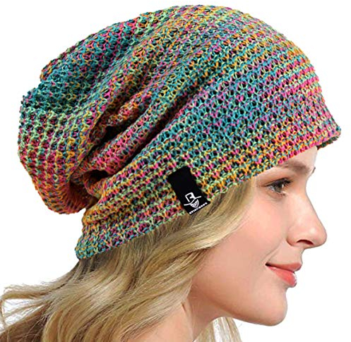 HISSHE Frauen Slouch Beanie Strickmützen Baskenmütze Skullcap Lange Baggy Winter Sommer Hüte B08w (Mutil Grün)