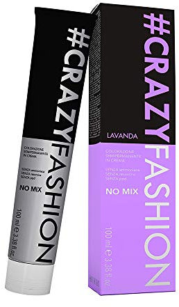Crazy Fashion, Colorazione Semipermanente in Crema, Senza Ammoniaca, Resorcina e PPD, Durata da 6 a 8 Shampoo, Tinta per Capelli Temporanea, Colore Lavanda, 100 ml