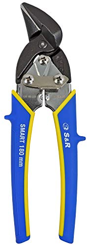 S&R Professional Mini - Blechschere Ideal-Serie, geschmiedete gehärtete Chrom-Molybdän-Klingen HRC 60-62, stark und wendig, 180 mm, Rechtsschnitt, gummierte Griffe, kompakte Metallschere