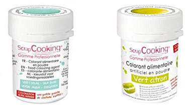2 coloranti alimentari in polvere - verde lime-verde acqua