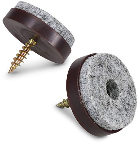 Navaris 50x Filzgleiter mit Schraube Stuhlgleiter - Bodenschutz Gleiter 24mm rund - Schutz für Möbel Stühle Parkett Laminat - Möbelgleiter Braun