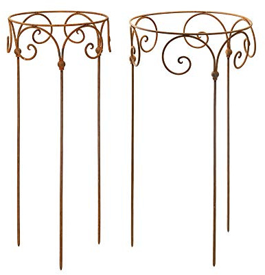 Staudenhalter Durchmesser Strauchhalter Staudenbinder rund Rankhilfe Stütze Pflanzen Metall Eisen Rost Deko (Set: 40cm und 50cm)
