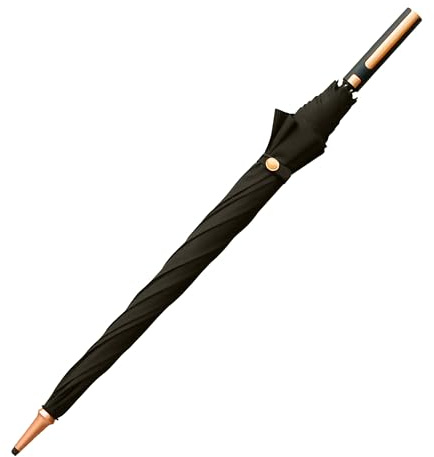 Black & Gold Windproof Umbrella – 122cm Large Canopy, Automatic Open, Strong Fibreglass Frame, Waterproof & UV‑Protected Pongee Fabric, Luxury Premium Stick Umbrella for Commuting, Travel & Heavy Rain