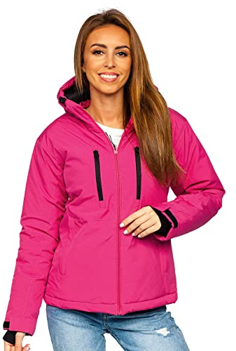 BOLF Donna Giacca mezza stagione Trapuntata Giubbino Piumino Cappuccio Cerniera a zip Tempo libero Sport Fitness Outdoor Basic Casual Style HH012 Rosa M [D4D]
