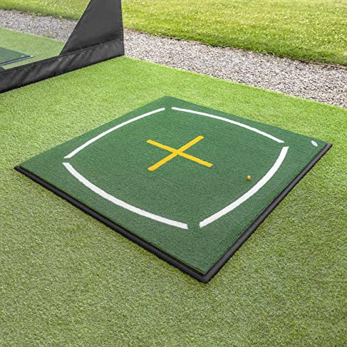 FORB Golf Lehrmatte | Ausrichtungslinen & 4X Tee-Positionen (Matte + Gummiunterlage)