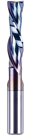 SpeTool Down Cut Spiral Router Bit 1/2 Shank, 2 Inch Cutting Length Solid Carbide CNC End Mill with Nano Coating, Extra Long 4 Router Bit for Deep Mortising and Grooving Hardwood Plywood Oak MDF