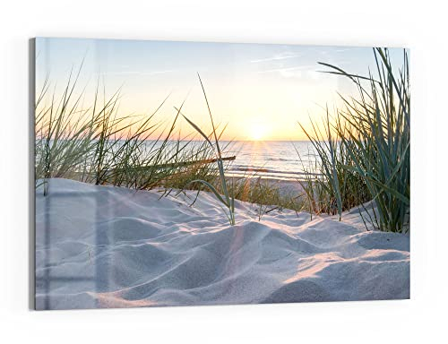 DEQORI Glas-Magnettafel | 60x40 cm groß | Motiv Ostsee Sonnenuntergang | Memo-Board aus Glas | Magnetboard inkl. Magnete, Stift & Tuch für Küche & Büro | Tafel magnetisch & beschreibbar