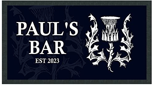 Purple Print House Personalised Scotland Thistle Bar Runner Scottish Rubber Beer Mat Rugby Home Garden Bar Accessories, Small - 440x250, Black