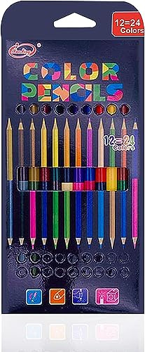 Qtuie Buntstifte 12er Set Farbstifte 24 Farben Dreikant Bundstifteset Holz Buntstift Regenbogen Farbstift Bruchfestigkeit Buntstiftset Schulmaterial für Kunst Zeichnung