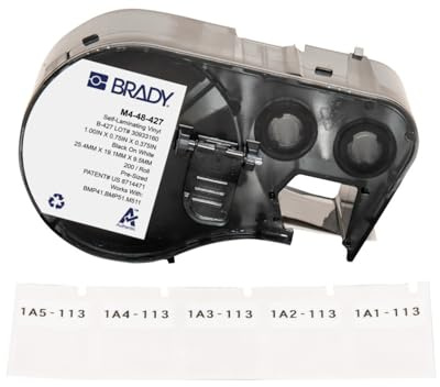 Brady Self-Laminating Vinyl Labels for Label Printer M410, M510 & M511 - Self Adhesive Vinyl Printer Labels - Cable Management - Black on White (19.05 mm x 9.53 mm) - M4-48-427
